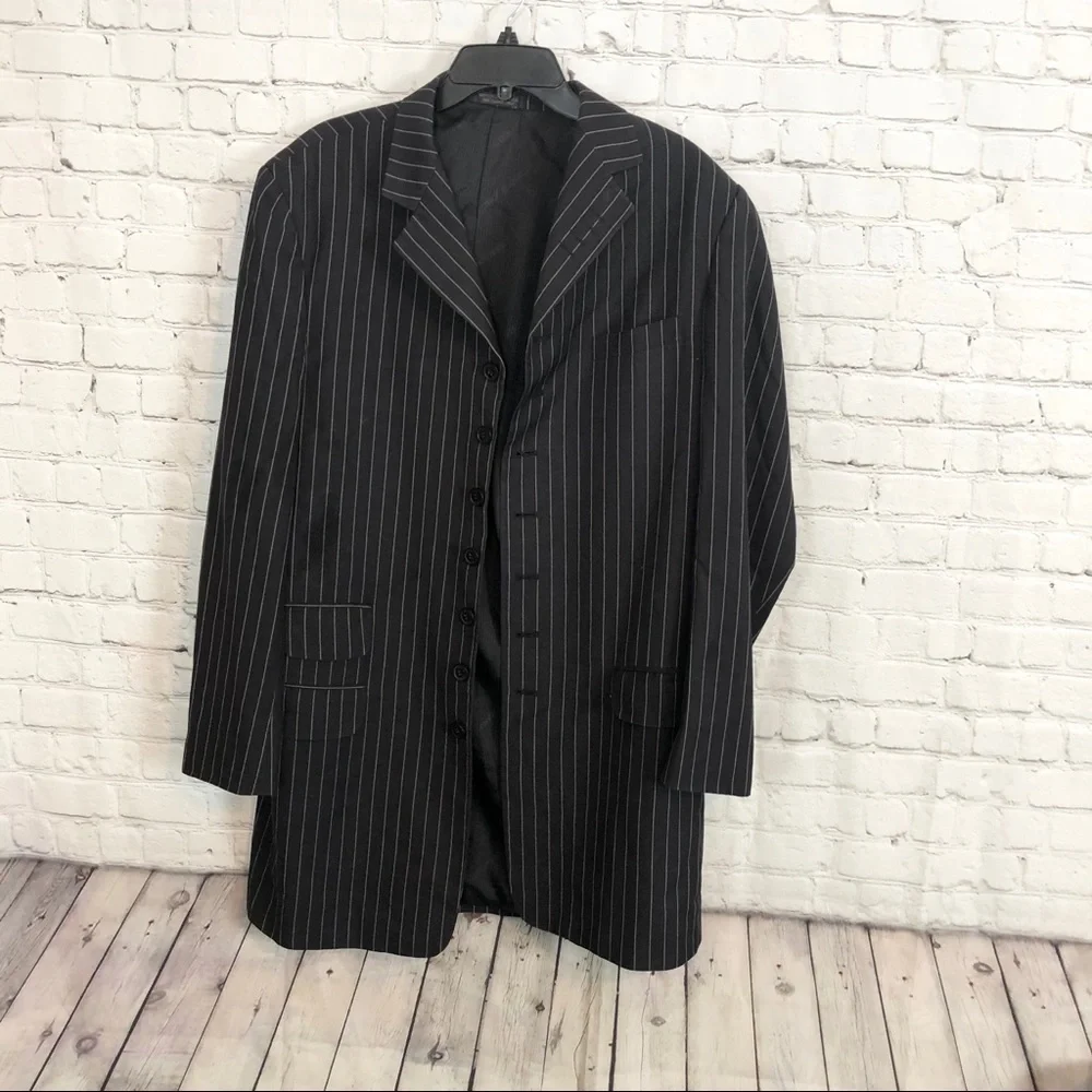 Vittoria St. Angelo Black Pinstripe Men Suit Jacket